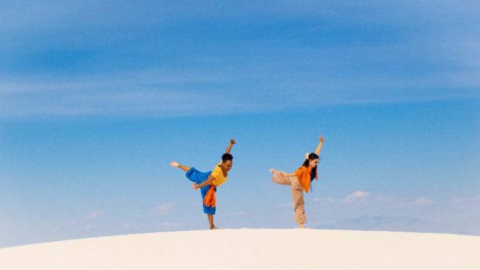 Spring 2023 DCUR Eagle SPUR Grant recipient Grace Dugas and fellow dancer Tatiana Johnson working on Grace’s dance film “And So, My Heart Became a Void” in White Sands National Park, NM. Grace’s faculty mentor is Professor Lauren Soutullo.